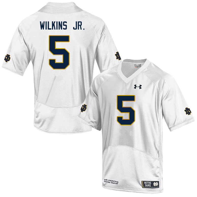 Men #5 Joe Wilkins Jr. Notre Dame Fighting Irish College Football Jerseys Sale-White